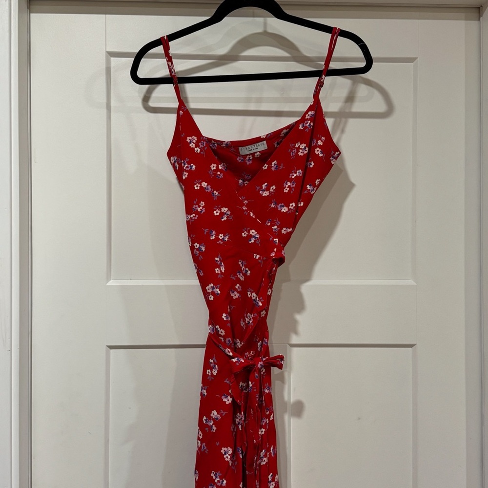 Flynn Skye - Red floral Maxi Wrap Dress - M